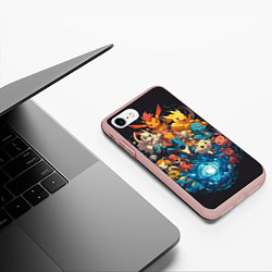 Чехол iPhone 7/8 матовый Все покемоны в сборе, цвет: 3D-светло-розовый — фото 2