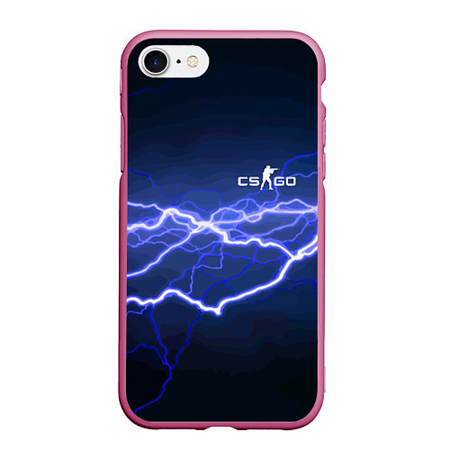 Чехол iPhone 7/8 матовый Counter Strike - lightning / 3D-Малиновый – фото 1