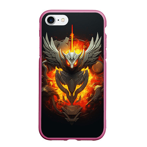 Чехол iPhone 7/8 матовый Огненный символ орла / 3D-Малиновый – фото 1
