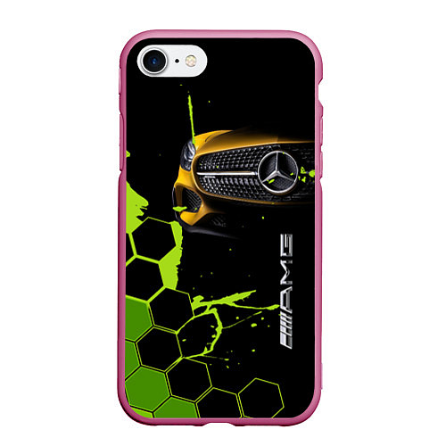 Чехол iPhone 7/8 матовый Мерседес AMG тёмный / 3D-Малиновый – фото 1