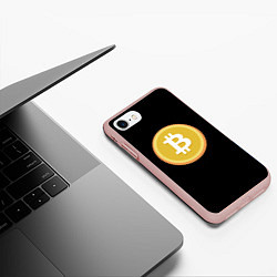 Чехол iPhone 7/8 матовый Биткоин желтое лого криптовалюта, цвет: 3D-светло-розовый — фото 2