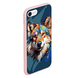 Чехол iPhone 7/8 матовый Очень красивый волк, цвет: 3D-светло-розовый — фото 2