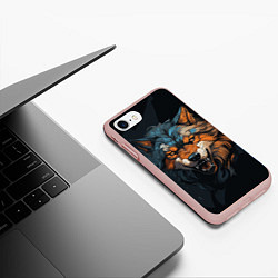 Чехол iPhone 7/8 матовый Волчий свирепый оскал, цвет: 3D-светло-розовый — фото 2