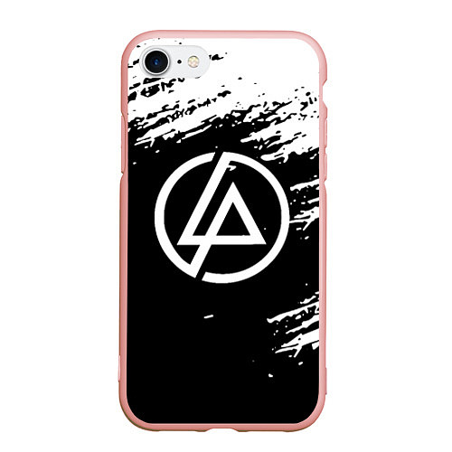 Чехол iPhone 7/8 матовый Linkin Park - black and white / 3D-Светло-розовый – фото 1