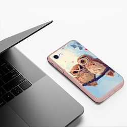 Чехол iPhone 7/8 матовый Влюбленные совы 14 февраля, цвет: 3D-светло-розовый — фото 2