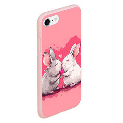 Чехол iPhone 7/8 матовый Милые влюбленные кролики, цвет: 3D-светло-розовый — фото 2