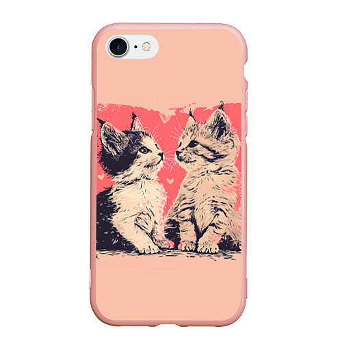Чехол iPhone 7/8 матовый Влюбленные котята 14 февраля / 3D-Светло-розовый – фото 1