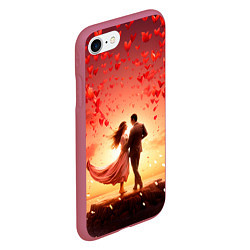 Чехол iPhone 7/8 матовый Влюбленная пара 14 февраля, цвет: 3D-малиновый — фото 2