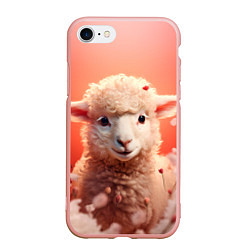 Чехол iPhone 7/8 матовый Милая влюбленная овечка, цвет: 3D-светло-розовый
