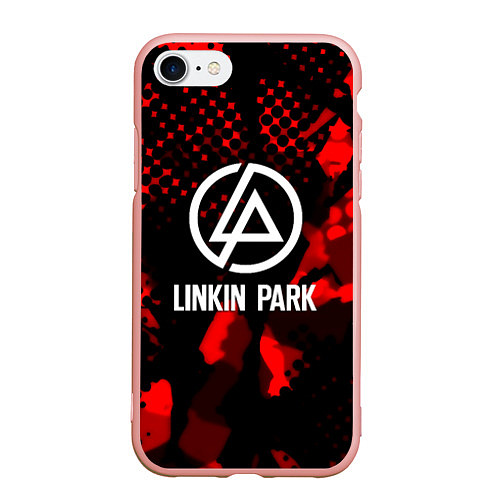 Чехол iPhone 7/8 матовый Linkin park краски текстуры / 3D-Светло-розовый – фото 1