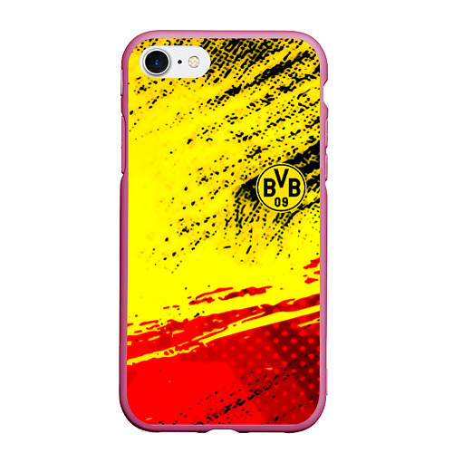 Чехол iPhone 7/8 матовый Borussia color краски спорт / 3D-Малиновый – фото 1