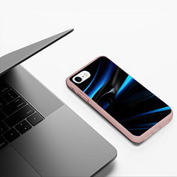 Чехол iPhone 7/8 матовый Черная и синяя геометрическая абстракция, цвет: 3D-светло-розовый — фото 2