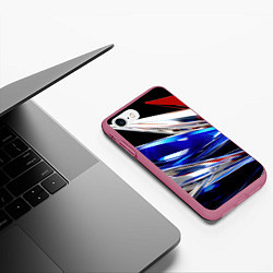 Чехол iPhone 7/8 матовый Белая синяя красная острая абстракция, цвет: 3D-малиновый — фото 2