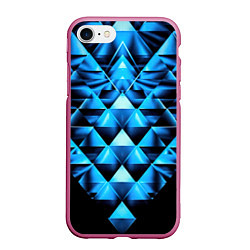 Чехол iPhone 7/8 матовый Синие абстрактные ромбики, цвет: 3D-малиновый