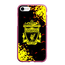 Чехол iPhone 7/8 матовый Liverpool жёлтые краски текстура, цвет: 3D-малиновый