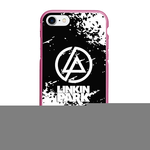 Чехол iPhone 7/8 матовый Linkin park logo краски текстура / 3D-Малиновый – фото 1