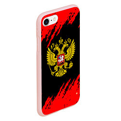 Чехол iPhone 7/8 матовый Герб РФ красные краски, цвет: 3D-светло-розовый — фото 2