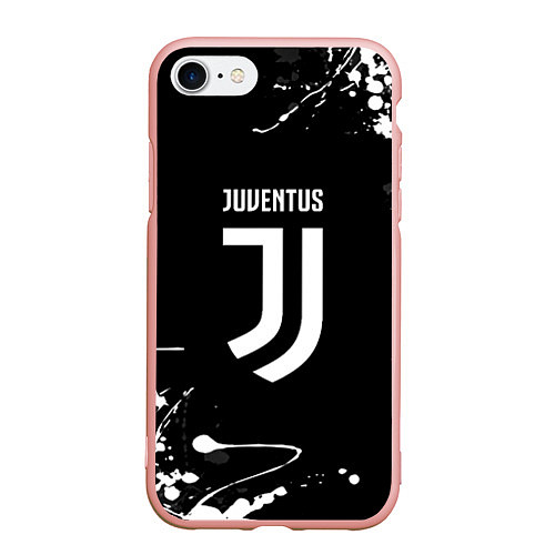 Чехол iPhone 7/8 матовый Juventus краски белые / 3D-Светло-розовый – фото 1