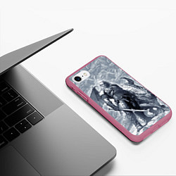 Чехол iPhone 7/8 матовый The Witcher and dragon - hand drawn style, цвет: 3D-малиновый — фото 2