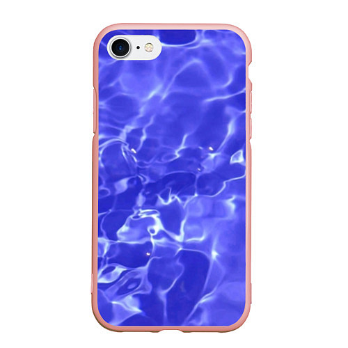 Чехол iPhone 7/8 матовый Синяя вода текстура / 3D-Светло-розовый – фото 1