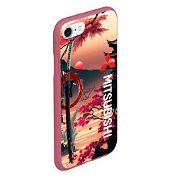 Чехол iPhone 7/8 матовый Катана Mitsubishi, цвет: 3D-малиновый — фото 2