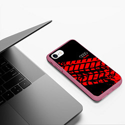 Чехол iPhone 7/8 матовый AUDI краски текстура шины, цвет: 3D-малиновый — фото 2