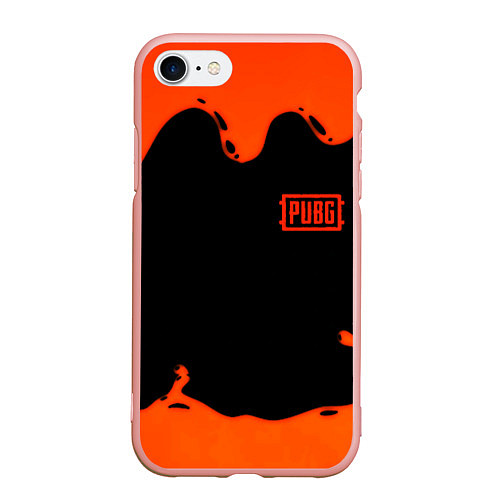 Чехол iPhone 7/8 матовый PUBG orange splash / 3D-Светло-розовый – фото 1