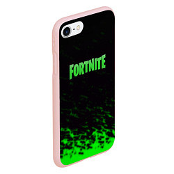 Чехол iPhone 7/8 матовый Fortnite краски зелёные, цвет: 3D-светло-розовый — фото 2