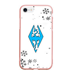 Чехол iPhone 7/8 матовый Skyrim logo winter, цвет: 3D-светло-розовый