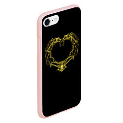 Чехол iPhone 7/8 матовый Сердце желтыми энергетическими линиями на черном, цвет: 3D-светло-розовый — фото 2