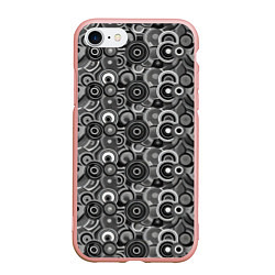 Чехол iPhone 7/8 матовый Черно-белый абстрактный узор круги, цвет: 3D-светло-розовый
