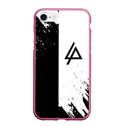 Чехол iPhone 7/8 матовый Linkin park краски чёрнобелый, цвет: 3D-малиновый