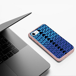 Чехол iPhone 7/8 матовый Синие стрелки на чёрном фоне киберпанк, цвет: 3D-светло-розовый — фото 2