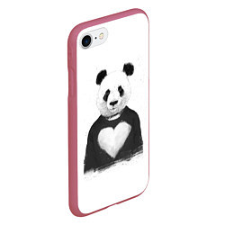 Чехол iPhone 7/8 матовый Love panda, цвет: 3D-малиновый — фото 2