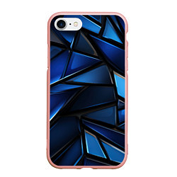 Чехол iPhone 7/8 матовый Синие объемные геометрические объекты, цвет: 3D-светло-розовый