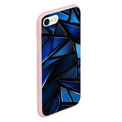 Чехол iPhone 7/8 матовый Синие объемные геометрические объекты, цвет: 3D-светло-розовый — фото 2
