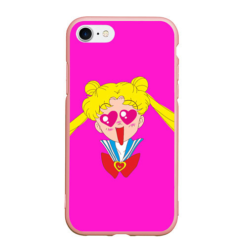 Чехол iPhone 7/8 матовый Банни Цукино - Сейлор мун парная / 3D-Светло-розовый – фото 1