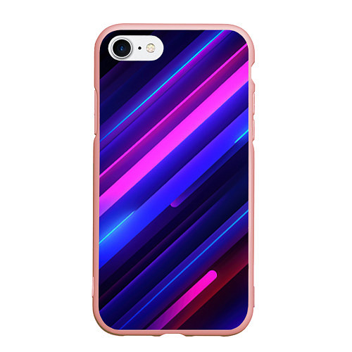 Чехол iPhone 7/8 матовый Неоновые яркие абстрактные полосы / 3D-Светло-розовый – фото 1