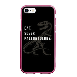 Чехол iPhone 7/8 матовый Eat sleep paleontology, цвет: 3D-малиновый