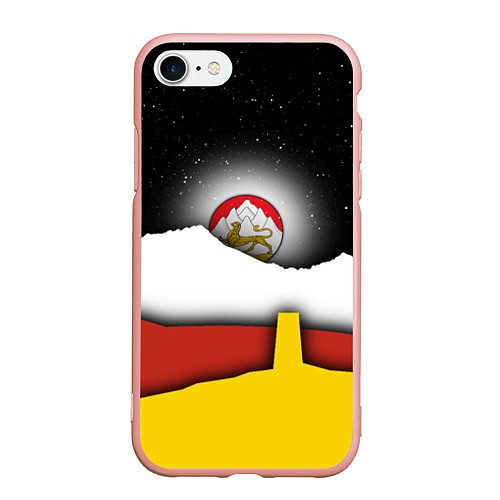 Чехол iPhone 7/8 матовый Осетия горы и ночное небо / 3D-Светло-розовый – фото 1