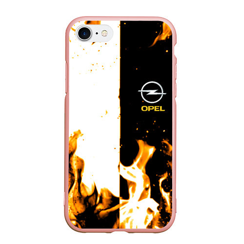 Чехол iPhone 7/8 матовый Opel огонь текстура / 3D-Светло-розовый – фото 1