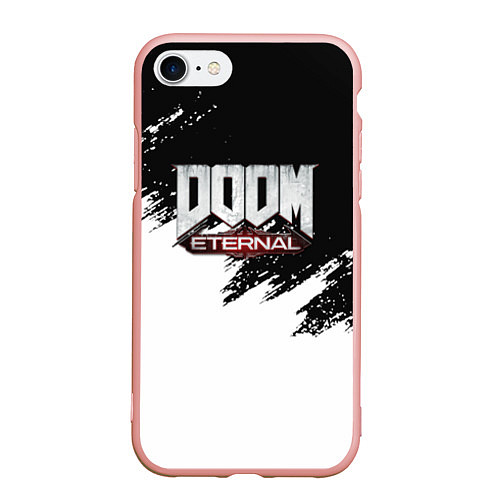 Чехол iPhone 7/8 матовый Doom eternal белые краски / 3D-Светло-розовый – фото 1