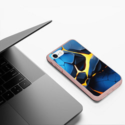 Чехол iPhone 7/8 матовый Желтая лава на синих плитах, цвет: 3D-светло-розовый — фото 2