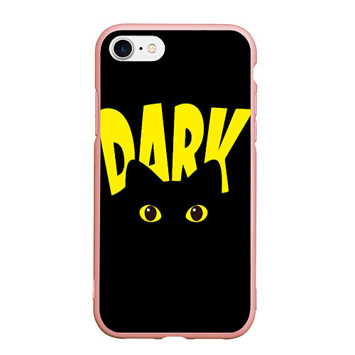 Чехол iPhone 7/8 матовый Dark cat eyes - черный кот / 3D-Светло-розовый – фото 1