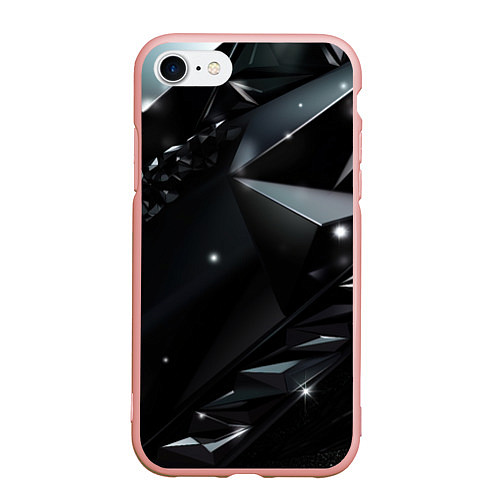 Чехол iPhone 7/8 матовый Black luxury abstract / 3D-Светло-розовый – фото 1