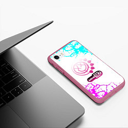 Чехол iPhone 7/8 матовый Blink 182 неоновые краски, цвет: 3D-малиновый — фото 2