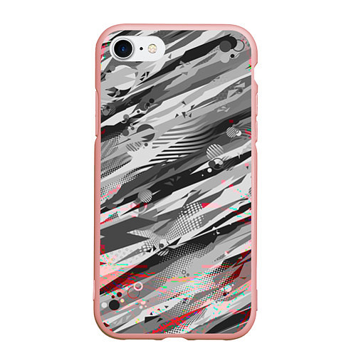 Чехол iPhone 7/8 матовый Серые узоры / 3D-Светло-розовый – фото 1
