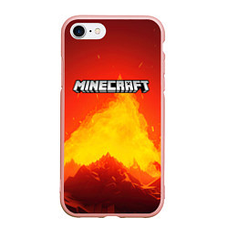 Чехол iPhone 7/8 матовый Мир minecraft, цвет: 3D-светло-розовый