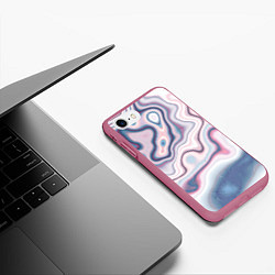 Чехол iPhone 7/8 матовый Мраморные разводы, цвет: 3D-малиновый — фото 2