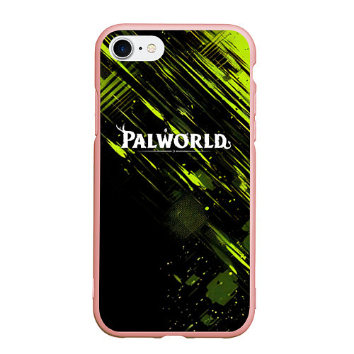 Чехол iPhone 7/8 матовый Palworld logo black green / 3D-Светло-розовый – фото 1